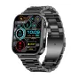 Colmi P80 zelta melna smartwatch ar 1,83‑pusējo HD ekrānu, kas parādītas soļi, pulzlīdzeklis, kalorijas un weather, ar metalu līniju braceļu un pēdējo kroni.