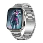 Colmi P80 smartwatch ar sudrabu zelta līnijas pēdienu, 1,83‑pusē HD ekrānu ar astronāta wallpaperu, laiks 09:28, datums Sun 0928, pulzlīdzeklis 98 BPM, rotācā krāsas un pēdējo poga, sleek sudrabs atklājums