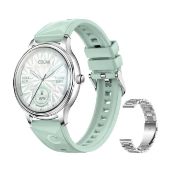 COLMI L28 Smart Watch (Silver-green + silver steel strap)