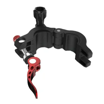 Sunnylife ZJ669 bicycle mount for DJI RC 2 controller, black aluminium alloy clamp with red adjustment lever, compatible with action cameras, designed for cycling use.