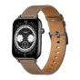 COLMI C28 smartwatch ar melnu krāsas kāzūri un krāsu leātra pēdām, ar 1,93‑inčes AMOLED ekrānu, kas parādītas dažādās dialām, vadītājs, soļi un sveiksmietas informācijas