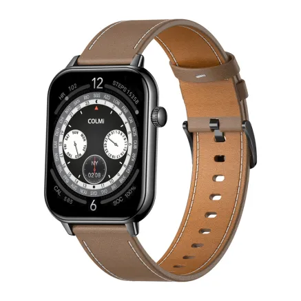 COLMI C28 Smartwatch Black + Brown Leather Strap