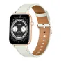 COLMI C28 zelta smartwatch ar baltu leātra šķēnu, 1,93‑polzuma ekrāna par soļiem, sveicinātāju un pasaules pulksteni, slim 7 mm