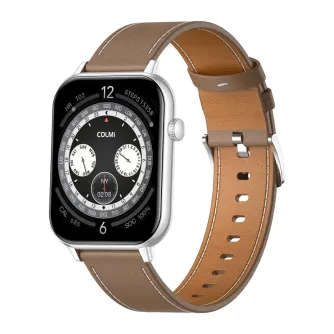 COLMI C28 smartwatch ar sudra metalu krāsas kāzūri un krābu leātra pēdām, ar 1,93‑inčes AMOLED ekrānu, Bluetooth pozīlām, sveikates izdevumu un 100+ sportu režīmiem, parādīts kā komerciāla attēls.