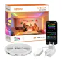 Lepro S1 20 m Wi‑Fi Bluetooth RGBIC LED strip kit with reel, power adapter, controller and app on smartphone, displayed with packaging showing a family birthday scene.