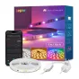 Lepro S2 5 m Wi‑Fi Bluetooth RGBIC zinātā LED stips ar AI ķēdeņiem, mūzikas sinkronizāciju un lietotnes vadību, ar izvirzienotu stripu, vadītāju un alimentāciju pie krāsas paplašinājuma