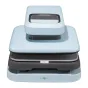 Light blue HTVRONT Auto 2 Digit Heat Transfer Press with adjustable 20–80 kg pressure, 210 °C max temperature, 4.5 cm height, includes pressing mat and Teflon sheet.