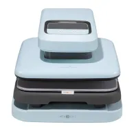 Light blue HTVRONT Auto 2 Digit Heat Transfer Press with adjustable 20–80 kg pressure, 210 °C max temperature, 4.5 cm height, includes pressing mat and Teflon sheet.Light blue HTVRONT Auto 2 Digit Heat Transfer Press with adjustable 20–80 kg pressure, 210 °C max temperature, 4.5 cm height, includes pressing mat and Teflon sheet.