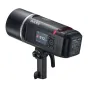 Godox AD600BMII 600 Ws battery-powered flash with Bowens mount, featuring a TFT screen, handle, red indicator and side view on a white background