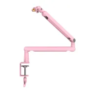 Fifine BM88 pink low‑profile microphone arm with C‑clamp, 706 mm reach, metal construction, integrated cable management and 1/4‑, 3/8‑ and 5/8‑inch thread adapters.Fifine BM88 pink low‑profile microphone arm with C‑clamp, 706 mm reach, metal construction, integrated cable management and 1/4‑, 3/8‑ and 5/8‑inch thread adapters.