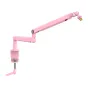 Fifine BM88 pink microphone arm with desk clamp, 706 mm reach, all‑metal construction, integrated cable management and interchangeable 1/4‑inch, 3/8‑inch and 5/8‑inch adapters.