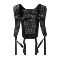 Hypershell AeroFlex shoulder strap back view, black breathable mesh panel, padded adjustable straps with quick‑release clips and accessory loopsHypershell AeroFlex shoulder strap back view, black breathable mesh panel, padded adjustable straps with quick‑release clips and accessory loops