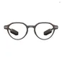 Front view of brown EVEN REALITIES G2A AR glasses with clear lenses, magnesium alloy frame and black rectangular modules on the temples, highlighting smart AR display technology.