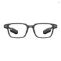 Front view of EVEN REALITIES G2B gray AR glasses with a lightweight magnesium‑titanium frame, clear lenses and side‑mounted binocular Micro LED display modules, highlighting IP65 water‑dust resistance and AI translation features