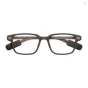 Front view of Even Realities G2B AR glasses with a sleek brown rectangular frame, folded arms featuring black side pads and engraved model text, presented against a clean white background.
