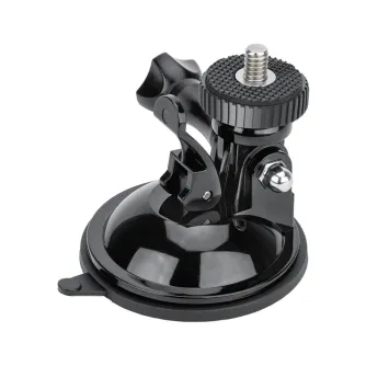 JJC SCM 1 всасывающийся держатель с 1/4"-20 резьбой, черным шаровым соединением и крепежным гайкой, предназначенный для крепления светодиодных ламп и других аксессуаров к гладким или металлическим поверхностям.