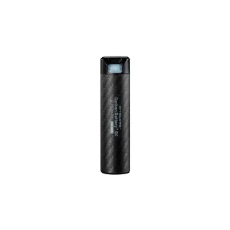 Nitecore Carbon Battery 6K ultralight 6000 mAh carbon‑fiber power bank with USB‑C charging, IP68 dust‑water protection and 3‑LED battery indicator, shown upright on a white background.