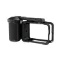 JJC SSK OA6 ScoutSnap Kit for DJI Osmo Action 6 – black aluminium cage with textured grip handle, magnetic quick‑release and adjustable shutter adapter, shown open on white background.