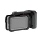 JJC SSK OA6 ScoutSnap Kit for DJI Osmo Action 6 – black aluminium cage with magnetic quick‑release handle and adjustable shutter adapter, shown with the camera mounted and all accessories visible.