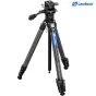 Leofoto LY-265CV carbonfiberu stativs ar invertētu kulkso galvę un integrētu video galvę, kompaktas 5‑daļas dizāna, 3 kg maksimalā lēmuma