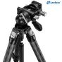 Leofoto LY-265CV carbon fibre tripod with inverted ball head and video features, shown with five-section legs and hex wrench on white background