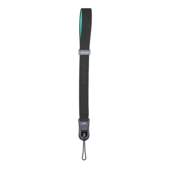Leofoto WS-02 melna ātrupstrāpka ar ķīmniecisku ieslēgšanu, teālu acentu un vieglu mikrofibra materiālu, 175-305 mm regulējama garuma.