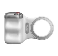 Baltā TELESIN MagSafe Fun Shot Grip2 magnetiskā smartfonu aizsargāta ar daurīgu ēkli, ģerboņu silikona aizsargāšana, sarkanā power pogas un sudraba pielāgošanas knobsBaltā TELESIN MagSafe Fun Shot Grip2 magnetiskā smartfonu aizsargāta ar daurīgu ēkli, ģerboņu silikona aizsargāšana, sarkanā power pogas un sudraba pielāgošanas knobs