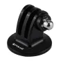 Puluz Jaws Flex Clamp Mounts – kompaktā melna plastmasa trikspējuma adapteris ar sudraba kugļu jointi, kļūstams GoPro, Insta360 un DJI kamerām