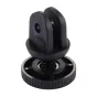 PULUZ Mini Mount ar 1/4‑polzdo šķēpa, piemērota GoPro, Insta360 un DJI akciju kamerām, kompaktā 8 g melnu plastmasas un metalu adaptācija, redzama 3,9 mm lubā un dalīta klampa.