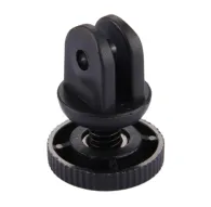 PULUZ Mini Mount ar 1/4‑polzdo šķēpa, piemērota GoPro, Insta360 un DJI akciju kamerām, kompaktā 8 g melnu plastmasas un metalu adaptācija, redzama 3,9 mm lubā un dalīta klampa.PULUZ Mini Mount ar 1/4‑polzdo šķēpa, piemērota GoPro, Insta360 un DJI akciju kamerām, kompaktā 8 g melnu plastmasas un metalu adaptācija, redzama 3,9 mm lubā un dalīta klampa.