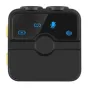PULUZ SmartLink WS300 USB‑C receiver front view, black compact case with digital display showing battery, link, mic and audio level icons, central button and yellow side buttons