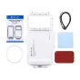 Puluz 45m waterproof case for iPhone and USB‑C Android phones shown with its full kit including seal, lanyard, cleaning cloth, red filter and user manual on a white background