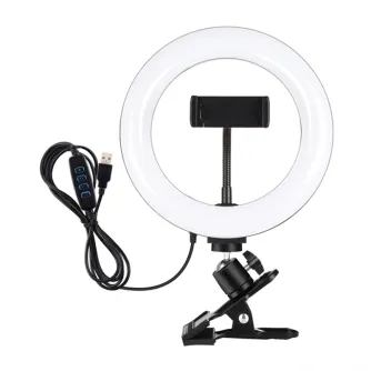 Puluz 20 cm Ring Light for Vlogging with Monitor Clip, Phone Holder, and Color