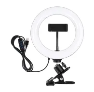 Puluz 20 cm Ring Light for Vlogging with Monitor Clip, Phone Holder, and ColorPuluz 20 cm Ring Light for Vlogging with Monitor Clip, Phone Holder, and Color