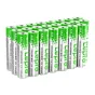24 LEPRO AAA alkalīnas baterijas, 1,5 V 1200 mAh, tēlas rindās, parādot zaļo un baltu LEPRO marķe un kapacitātes informāciju.