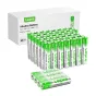 48 Lepro AAA alkaline batteries (R3) 1.5 V 1200 mAh in green and white packaging, displayed in rows beside the white Lepro box