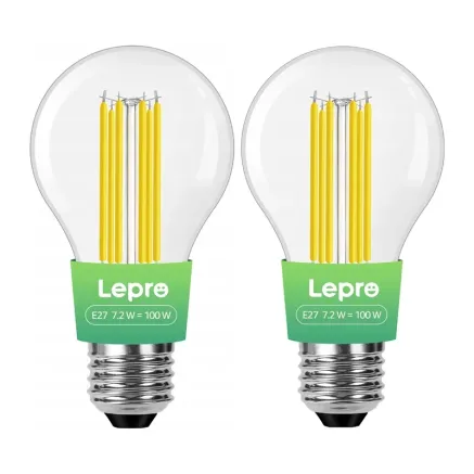 LED bulb LEPRO 100094-WW-EU-2 E27 Filament 7.2W (100W) 1521lm 2700K class A 2pcs