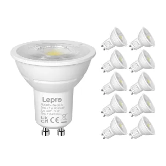 LEPRO 200084-DW-EU-10 GU10 Dimmable LED Bulb, 4.5W, 345 lm, 6500K, 38, 10 pcs.