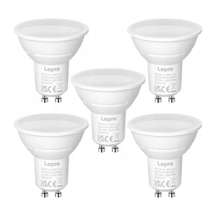 MOQ 5 LEPRO 200073-WW-EU-5 GU10 LED Bulb, 4.5W, 345 lm, 2700K, 100, 5-pack