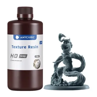 ANYCUBIC Texture Resin HD (melnais) 1 kg bokalis pie detalizēta melna 3D‑printēta drakona figūras, izskatot precīzu fotopolimeru rezīnu za LCD/DLP drukāšanas mašīnas.