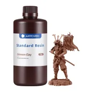 AnyCubic Standard Resin Crimson Clay 1kg bottle next to a detailed samurai figurine, showcasing the photopolymer resin for 405 nm LCD/DLP 3D printers.AnyCubic Standard Resin Crimson Clay 1kg bottle next to a detailed samurai figurine, showcasing the photopolymer resin for 405 nm LCD/DLP 3D printers.