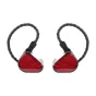 TRUTHEAR Zero wired in‑ear headphones in red with transparent housing, black detachable 0.78 mm 2‑pin cable and ergonomic ear hooks