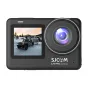 SJCAM SJ10 Pro Dual Screen action camera in black, featuring a 2.33‑inch rear touchscreen displaying a snowy Jeep scene, 4K/60fps video, 12 MP photos, 6‑axis stabilization and waterproof case.
