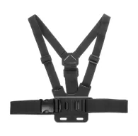 Black SJCAM chest mount with adjustable Y‑strap harness and plastic buckle, designed for first‑person action camera footage during cycling, hiking or extreme sports.Black SJCAM chest mount with adjustable Y‑strap harness and plastic buckle, designed for first‑person action camera footage during cycling, hiking or extreme sports.