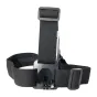 Черный регулируемый шлем‑strap SJCAM с нескользящей верхней лентой и стандартным крепежным креплением, полностью собранный на белом фоне.