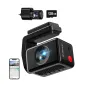 RETDIGER F4 Pro dual‑channel dash cam with 4K front and 1080p rear lenses, red power button, side ports, included 128 GB memory card and rear camera module, smartphone app interface