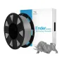 Creality Ender-PLA gray filament spool, 1 kg vacuum‑sealed, 1.75 mm diameter, FDM printer compatible, shown with its packaging and a printed bull model.
