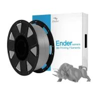 Creality Ender-PLA gray filament spool, 1 kg vacuum‑sealed, 1.75 mm diameter, FDM printer compatible, shown with its packaging and a printed bull model.Creality Ender-PLA gray filament spool, 1 kg vacuum‑sealed, 1.75 mm diameter, FDM printer compatible, shown with its packaging and a printed bull model.