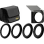 NISI JetMag Pro Matte Box Kit 82Mag ar noņemamu carbon‑fiber top flagu, magnetiskā JetMag Pro pievienotāju un četriem 82MAG adaptatoriem (67‑82 mm) uzskatīts pie melnu NISI burlapā.