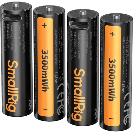 SmallRig 5768 Rechargeable Lithium Battery AA (2100mAh) with USB-C (4pcs)